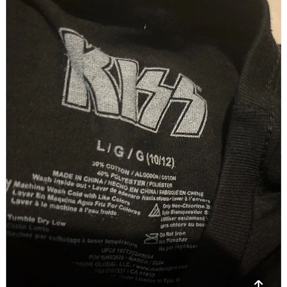NWT KISS t shirt boys Sz large 10/12 1521 - Picture 3 of 3